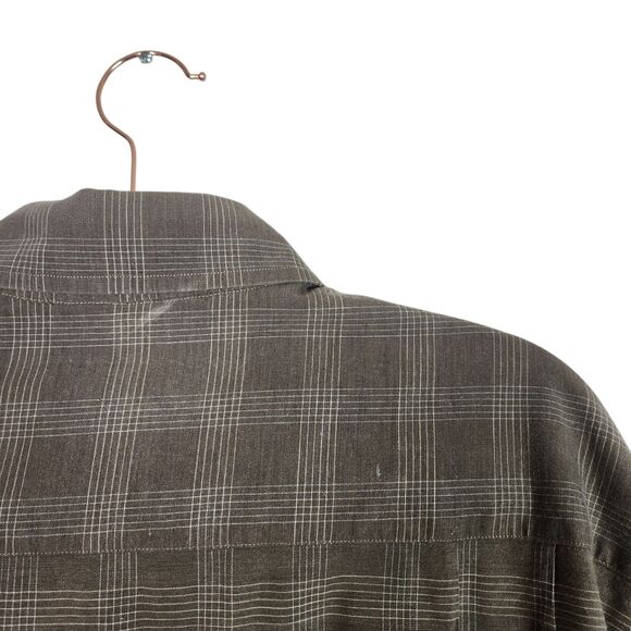 ERMENEGILDO ZEGNA Shirt Mens Medium Brown Gray Pocket Button Front Dress Top - Picture 7 of 10